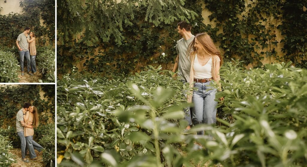 sesión preboda en jardín de santos
